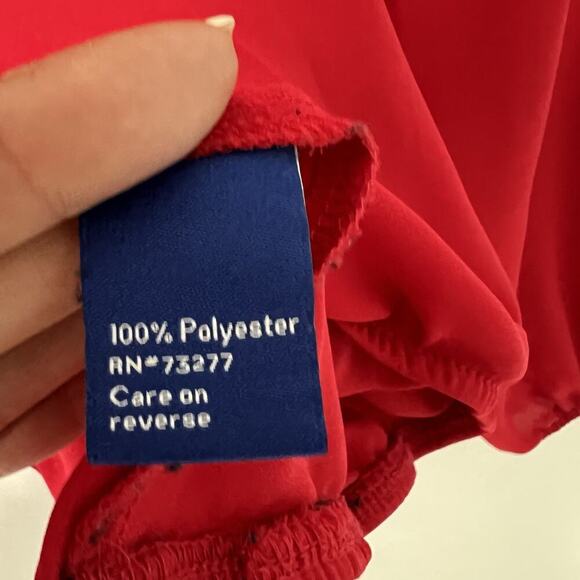 APT. 9 Woman Faux Wrap Blouse Top Plus Size 2X Red Long Bishop Sleeve Career - Picture 6 of 11